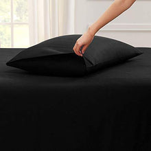 Load image into Gallery viewer, YRM Bedding's 500TC Egyptian Cotton Extra Soft Material Bedsheets Single Bed Flat Sheet with Pillow Covers, (17x27 | Black) - Home Decor Lo