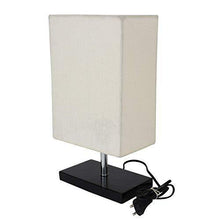 Load image into Gallery viewer, Make in Modern Table Lamp Wood Fabric Shade Bedside Desk Lamps for Bedroom, Living Room, Study (Rectangle) - Home Decor Lo