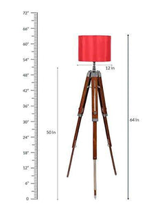 Beverly studio 12" Red Drum Wooden 3 fold Tripod Floor lamp - Home Decor Lo