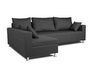 Adorn India Straight Line L Shape Sofa (Left Side Handle)(Dark Grey) - Home Decor Lo