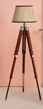Load image into Gallery viewer, Beverly studio 14" Brown Cross Pleated Teak Wood Tripod Floor lamp - Home Decor Lo