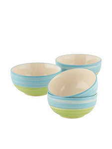 VarEesha Ananda Blue Green Ceramic Veg Bowls/Katori Set of Four - Home Decor Lo
