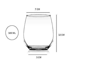 Femora Clear Glass Scotch Glass Wine Glass Juice Glass Tumbler - 320 ml, Set of 4 - Home Decor Lo