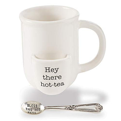 Mud Pie 43500014H Vintage Inspired Mug Spoon-Hot Tea Cup Set, One Size - Home Decor Lo