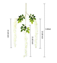 Load image into Gallery viewer, Fourwalls Artificial Polyester and Plastic Hanging Orchid Flower Vine (110 cm Tall, White, Set of 6) - Home Decor Lo