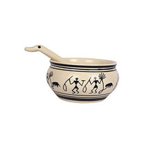 Load image into Gallery viewer, Craftghar Ceramic Soup Bowls Set with Spoons (6 Bowls, 6 Spoons | worli Design) | 100% Food & Microwave Safe |Handmade Blue Pottery | - Home Decor Lo