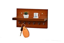 Load image into Gallery viewer, Anikaa Volt Wooden Key Holder Stand/Wall Hooks Stand/Key Holder for Home Office/Wall Mounted Key Holder/Key Hold/Key Chain Hanging Board/Wall Hanging Key Holde/Key Holder with Shelf - (Walnut) - Home Decor Lo