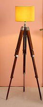 Load image into Gallery viewer, BEVERLY STUDIO Wood Tripod Floor Lamp, Yellow - Home Decor Lo