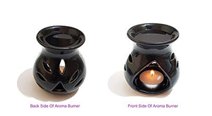 Pure Source India Ceramic Clay Candle Operated Aroma Burner (Black, 4 Inch) - Home Decor Lo