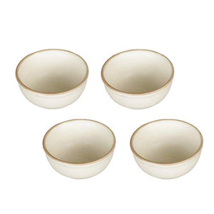 Miah Decor Ceramic MD-77-A Handcrafted Matte Finish Snacks Bowl, Standard, Cream, 4 Piece - Home Decor Lo