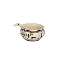 Load image into Gallery viewer, Craftghar Ceramic Soup Bowls Set with Spoons (6 Bowls, 6 Spoons | worli Design) | 100% Food & Microwave Safe |Handmade Blue Pottery | - Home Decor Lo
