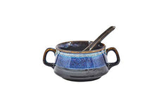 Load image into Gallery viewer, Caffeine Ceramic Handmade Multi Color Double Handled Soup Bowl with Spoon (Set of 4) - Home Decor Lo