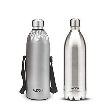Milton Thermosteel Duo DLX 1800 Stainless Steel Water Bottle, 1.8 Liters, Silver - Home Decor Lo