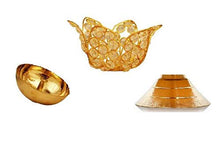 Load image into Gallery viewer, FESTIVE INDIA Brass Bowl Crystal Round Shape Kamal Deep Akhand Jyoti Oil Lamp Diya (10x10x9 cm, Gold) - Home Decor Lo