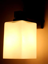 Load image into Gallery viewer, Genree Down Square Design Wood and Glass Wall Light Wall Lamp Lighting to Decor (Brown and White) - Home Decor Lo