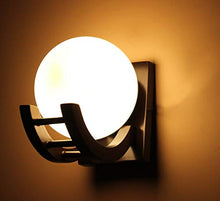 Load image into Gallery viewer, Genree Globe Design Wood and Glass Wall Light Wall Lamp Lighting to Decor (Brownish and White; Pack of 2) - Home Decor Lo
