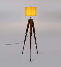 Load image into Gallery viewer, BEVERLY STUDIO Wood Tripod Floor Lamp, Yellow - Home Decor Lo