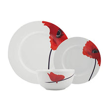 Load image into Gallery viewer, AmazonBasics 18-Piece Kitchen Porcelain Dinnerware Set, Dishes, Bowls, Service for 6, Poppy - Home Decor Lo