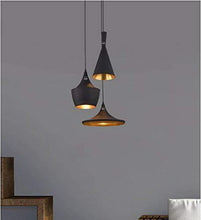 Load image into Gallery viewer, GreyWings 3 Light Cluster Industrial Shade Hanging Pendant Ceiling Lamp Fixture Tulip Cone Disc, Aluminium, Black Texture (Without Bulb) (Small) - Home Decor Lo