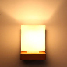 Load image into Gallery viewer, Somil Sconce Wall Lamp with Wooden Fitting and Glass Shade (Set of Two,Squire, White, All Fixture), Compatible with 5 to 80 Watt LED and Other E27 Holder Bulb - Home Decor Lo
