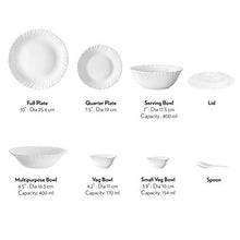 Load image into Gallery viewer, Larah by Borosil Morning Glory Silk Series Opalware Dinner Set, 35 Pieces, White