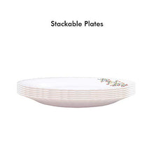 Load image into Gallery viewer, Larah by Borosil Red Bud Silk Series Opalware Dinner Set, 19 Pieces, White - Home Decor Lo