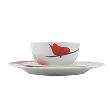 Load image into Gallery viewer, AmazonBasics 18-Piece Kitchen Porcelain Dinnerware Set, Dishes, Bowls, Service for 6, Poppy - Home Decor Lo