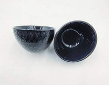 Load image into Gallery viewer, Hanrui Hand Made Peacock Feather Bowl for Rice,Noodle Dessert, Cereal, Salad - 5 Inch -Set of 2 (Color - Black) | Ceramic Bowls in Attractive Design - Home Decor Lo