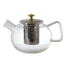 Load image into Gallery viewer, BMG Import Export Heat Resistant Flame Proof Clear Borosilicate Glass Kettle Stove Top Safe Blooming and Loose Tea Pot with Stainless Steel Infuser and Lid , 1000 ml - Home Decor Lo