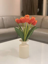 Load image into Gallery viewer, Fourwalls Beautiful Artificial Tulip Flower Bunch for Home décor (38 cm Tall, 9 Heads, Orange) - Home Decor Lo
