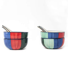 Load image into Gallery viewer, HS Hindustani Saudagar Microwave Hand Painted Ceramic Soup Bowl with Spoon Set of 4 - Home Decor Lo