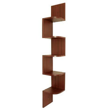 Load image into Gallery viewer, Furniture Cafe Zigzag Corner Wall Mount Shelf Unit/Racks and Shelves/Wall Shelf/Book Shelf/Wall Decoration (Matt Finish, Mahogany) - Home Decor Lo