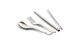 Load image into Gallery viewer, Minimo Rusabl (Earlier) Steelery Reusable Stainless Steel Cutlery Set. Ideal for Daily use, Gifting and Traveling (Contains : Spoon, Fork,Straw and Cleaner, Napkin, Jute Pouch) (Beige, Spoon + Fork) - Home Decor Lo