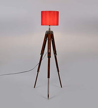 Load image into Gallery viewer, Beverly studio 12" Red Drum Wooden 3 fold Tripod Floor lamp - Home Decor Lo