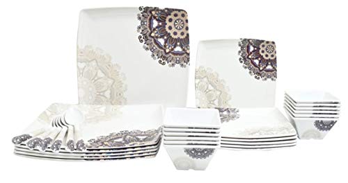 Bataniya Melamine Dinner Set, 46 Pieces, White 100% Veg Material