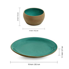 Load image into Gallery viewer, ExclusiveLane 'Earthen Turquoise' Hand Glazed Ceramic Plates For Dinner Plates With Katoris (8 Pieces, Serving for 4, Microwave Safe)- Dinner Serving Set For Kitchen Plate And Bowl Sets Dinnerware Set - Home Decor Lo