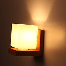 Load image into Gallery viewer, Somil Sconce Wall Lamp with Wooden Fitting and Glass Shade (Set of Two,Squire, White, All Fixture), Compatible with 5 to 80 Watt LED and Other E27 Holder Bulb - Home Decor Lo