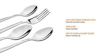 Load image into Gallery viewer, Amazon Brand - Solimo 24 Piece Stainless Steel Cutlery Set, Stripes (Contains: 6 Table Spoons, 6 Tea Spoons, 6 Forks, 6 Dessert Spoons), Silver - Home Decor Lo