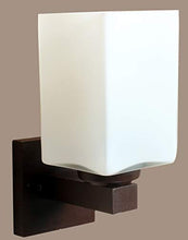 Load image into Gallery viewer, Genree Down Square Design Wood and Glass Wall Light Wall Lamp Lighting to Decor (Brown and White) - Home Decor Lo