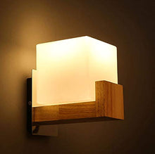 Load image into Gallery viewer, Himack® Wall Lamp & Scones with Wooden Fitting and Glass Shade (White White, Pack of One) - Home Decor Lo