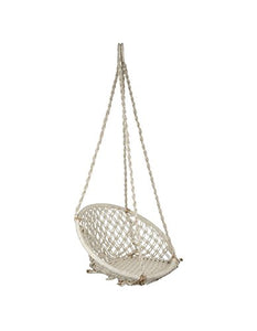 PANTHEER MARRKETING Swing Chair with hanging accessories , Jhula, Hammock For Kids and Growing Adults, Handcrafted,Handknitted Swing , Suitable for Balcony, Indoor, Outdoor (Shape - Round, Color - White) - Home Decor Lo