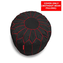 Load image into Gallery viewer, Urbanloom Combo - Organic Cotton Handloom XXXL Bean Bag Cover ONLY (Without Beans) + Large Designer Footstool Cover, Black (Iris Collection) - Home Decor Lo