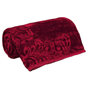 Cloth Fusion Celerrio Mink Double Bed Blanket for Winter- Maroon - Home Decor Lo