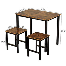 Load image into Gallery viewer, 3 Piece Dining Table Set, Small Kitchen Table and 2 Stools