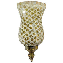 Load image into Gallery viewer, DEVBEADS Golden Wave Hurricane Wall Bracket Glass Mosaic Lamp 19cm - Home Decor Lo