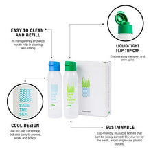 Load image into Gallery viewer, Tupperware Cool n Chic, Save Earth Save Sea Plastic Bottle, 500ml, Set of 2, Green, Blue - Home Decor Lo