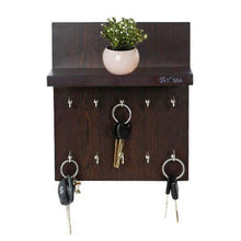 Load image into Gallery viewer, Anikaa Aldo Wooden Key Holder Stand/Wall Hooks Stand/Plain Key Holder for Home Office/Wall Mounted Key Holder/Key Hold/Key Chain Hanging Board/Wall Hanging Key Holder/Key Holder with Shelf (Wenge) - Home Decor Lo