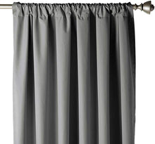 Load image into Gallery viewer, AmazonBasics Room Darkening Blackout Curtain Set of 2 with Tie Backs - 245 GSM - (7 Feet - Door) 52" x 84", Dark Grey - Home Decor Lo