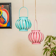 Load image into Gallery viewer, TIED RIBBONS Wall Hanging Decorative Lanterns Tealight Candle Holders - Diwali Decorations Items for Home (Pack of 2) - Home Decor Lo
