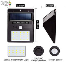Load image into Gallery viewer, Groeien® Waterproof Bright Solar Wireless Security Motion Sensor 20 LED Night Light for Outdoor/Garden Wall (Black)(Pack of 2) - Home Decor Lo